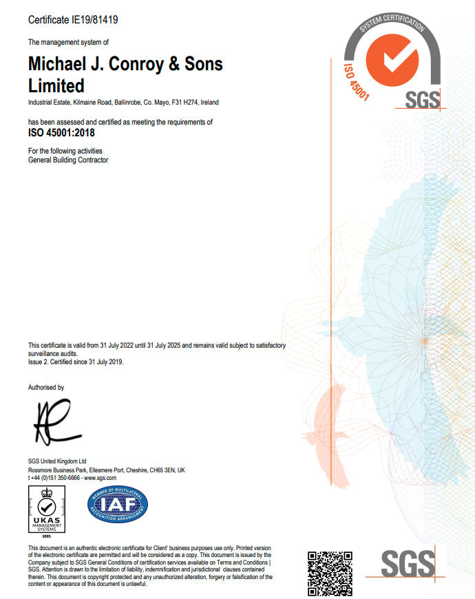 ISO 45001:2015 Certificate